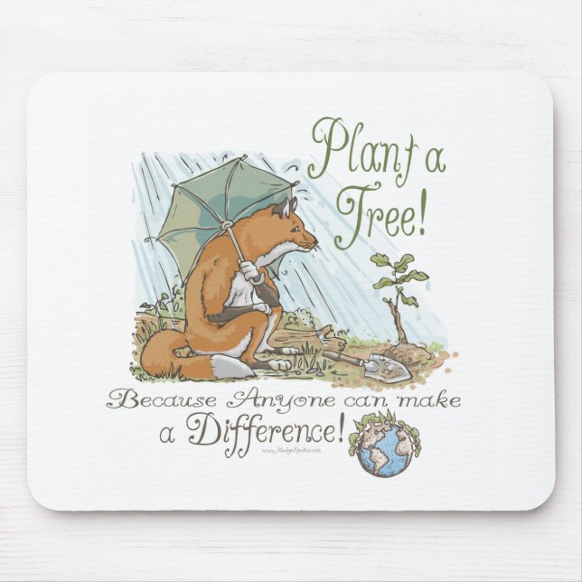 Plant a Tree Earth Day Fox Gear Mouse Mat (Front)