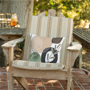 Plant and waves minimalist art cushion