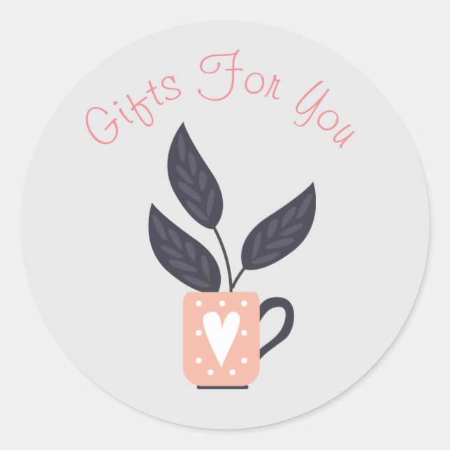 Plant art modern design Gift business branding Classic Round Sticker (Front)