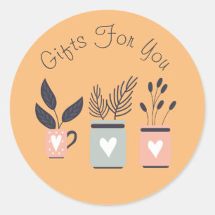 Plant art modern design Gift business branding Classic Round Sticker