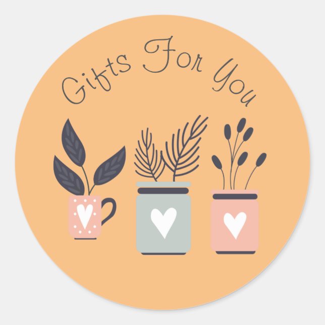 Plant art modern design Gift business branding Classic Round Sticker (Front)