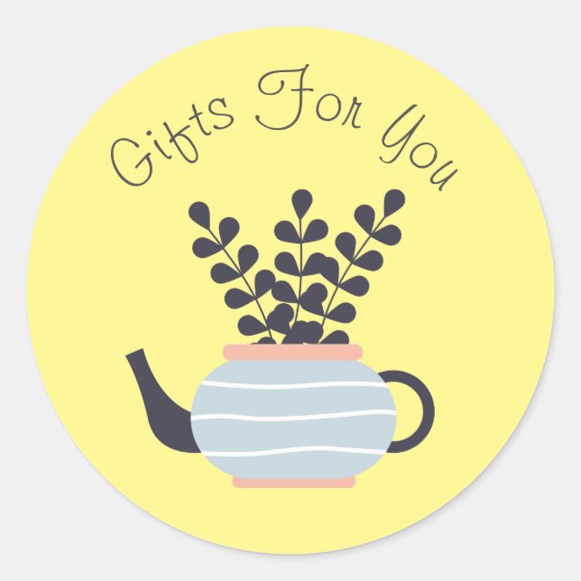 Plant art modern design Gift business branding Classic Round Sticker (Front)