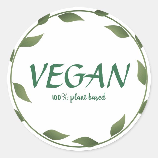 Plant Based 100% Vegan Stickers | Small Business (Front)