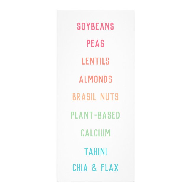 Plant Based Calcium Sources Vegan Nutrition Rack Card (Front)