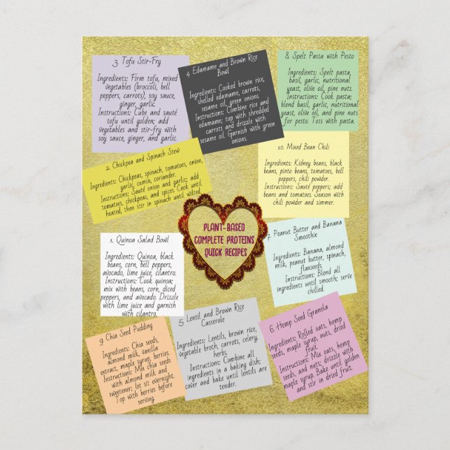 Plant-Based Complete Protein Recipes Postcard (Front)