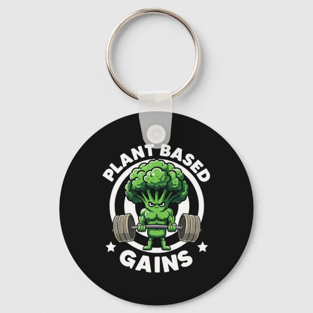 Plant Based Gains Vegan Athlete Vegan Gym Vegan Bo Key Ring (Front)