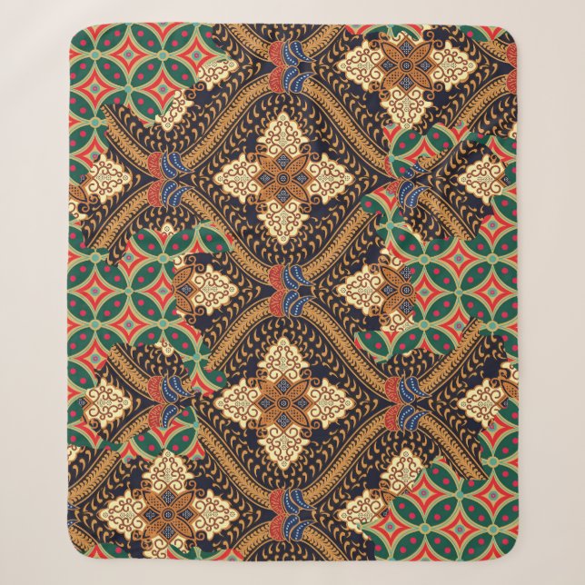 Plant-Based Indonesian Batik: Distinctive Patterns Sherpa Blanket (Front)