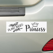 Plant based Princess vegan floral with crown Bumper Sticker (On Car)