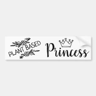 Plant based Princess vegan floral with crown Bumper Sticker