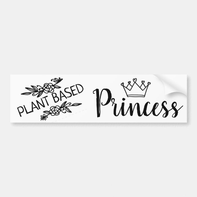 Plant based Princess vegan floral with crown Bumper Sticker (Front)