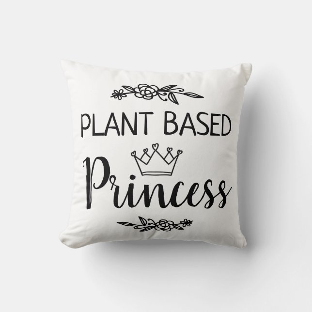 Plant based Princess vegan floral with crown Cushion (Front)