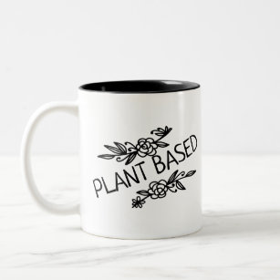 Plant based Princess vegan floral with crown Two-Tone Coffee Mug