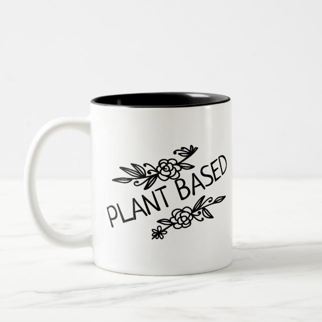 Plant based Princess vegan floral with crown Two-Tone Coffee Mug (Left)
