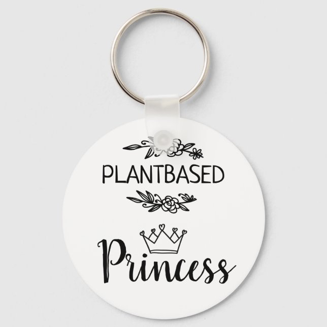 Plant based princess vegan with crown floral key ring (Front)