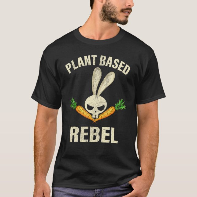 Plant Based Rebel Bunny Rabbit Carrot  Vegan Easte T-Shirt (Front)