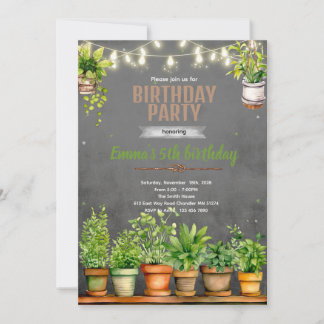 Plant Birthday party invitation