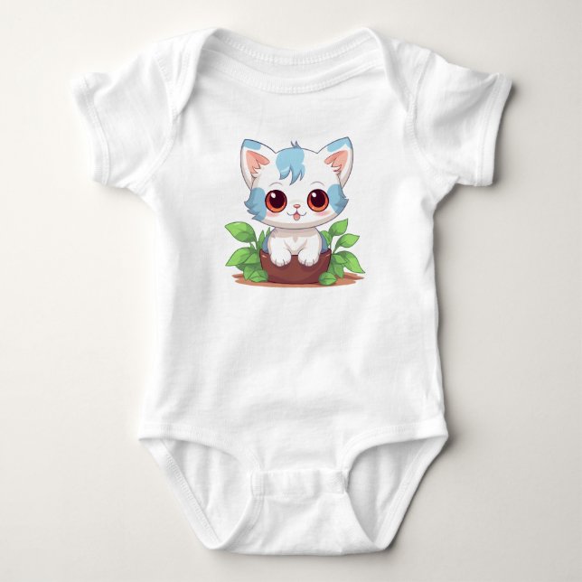 Plant Cat Baby Bodysuit (Front)