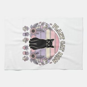 Plant Cat Mum Cat Plants Cottagecore Vintage Vecto Tea Towel