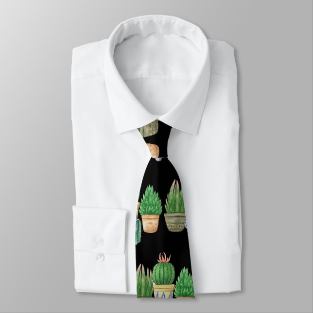 PLANT DAD BLACK  NECK TIE (Tied)