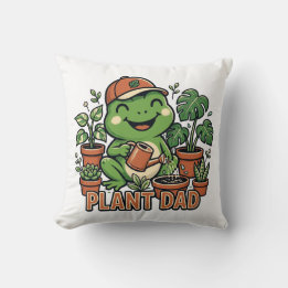 Plant Dad Frog Watering Houseplants Funny Plant Cushion