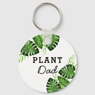 Plant Dad Watercolor Foliage Monstera Tropical Key Ring