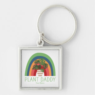 Plant Daddy Boho Rainbow Garden Monstera Leaves Key Ring