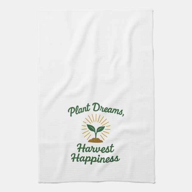 Plant Dreams Harvest Happiness  Tea Towel (Vertical)