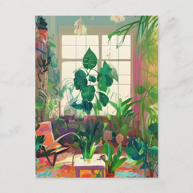 Plant Filled Boho Living Room Postcard (Front)