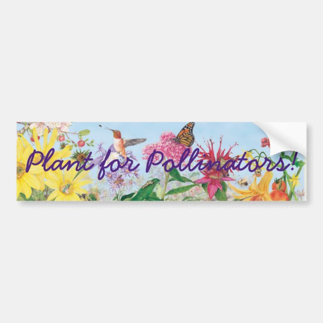 Plant for Pollinators! Bumper Sticker (Front)