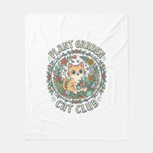 Plant Garden Cat Funny Cat Lover Design - Plant Ga Fleece Blanket