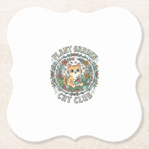 Plant Garden Cat Funny Cat Lover Design - Plant Ga Paper Coaster