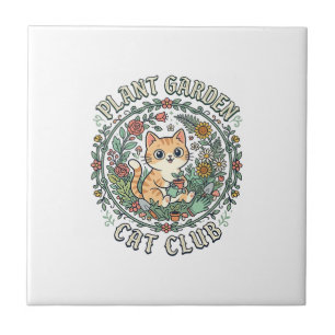 Plant Garden Cat Funny Cat Lover Design - Plant Ga Tile