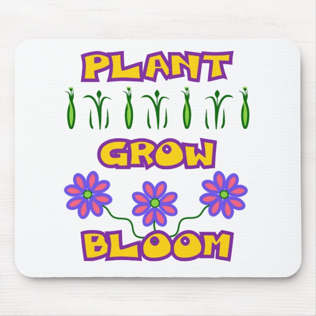 Plant Grow Bloom Quote Pink Flowers Yellow Text Mouse Mat (Front)
