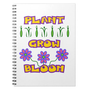Plant Grow Bloom Quote Pink Flowers Yellow Text Notebook