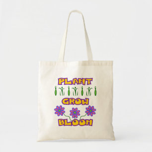 Plant Grow Bloom Quote Pink Flowers Yellow Text Tote Bag