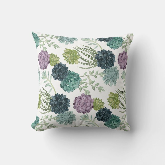 Plant Happiness Collection Succulent Pattern Cushion (Front)