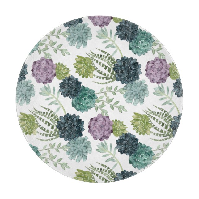 Plant Happiness Collection Succulent Pattern Cutting Board (Front)