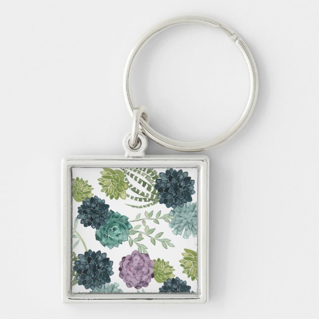 Plant Happiness Collection Succulent Pattern Key Ring (Front)