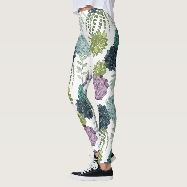 Plant Happiness Collection Succulent Pattern Leggings (Left)
