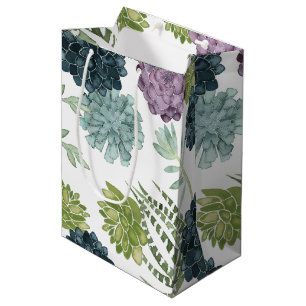 Plant Happiness Collection Succulent Pattern Medium Gift Bag