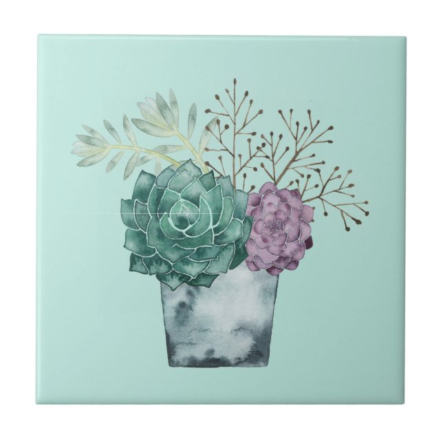 Plant Happiness Collection | Succulents Tile (Front)