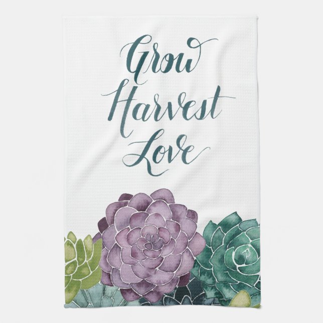 Plant Happiness | Grow Harvest Love Tea Towel (Vertical)