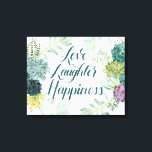 Plant Happiness | Love Laughter Happiness Canvas Print<br><div class="desc">Enjoy this fresh creative succulent typography design on a product or wallart piece to enhance and add to the world around you. Artist: Grace Popp</div>