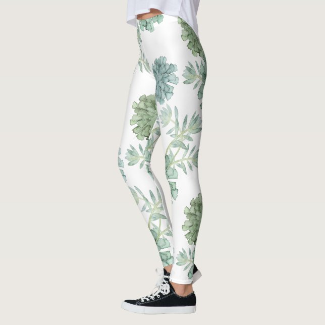 Plant Happiness | Succulent Pattern Leggings (Left)