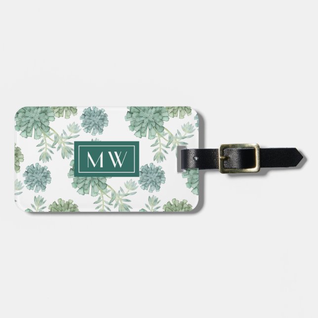 Plant Happiness | Succulent Pattern Luggage Tag (Front Horizontal)