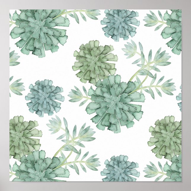 Plant Happiness | Succulent Pattern Poster (Front)
