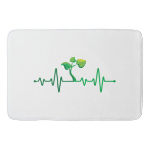 Plant Heartbeat - Botany Botanist Gardening Plant Bath Mat