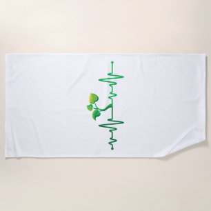 Plant Heartbeat - Botany Botanist Gardening Plant  Beach Towel