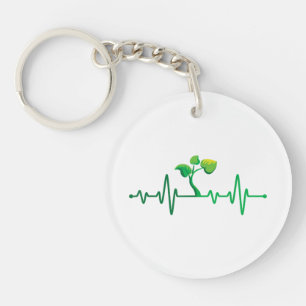 Plant Heartbeat - Botany Botanist Gardening Plant  Key Ring