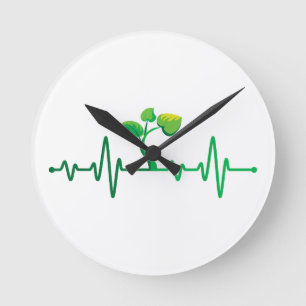 Plant Heartbeat - Botany Botanist Gardening Plant  Round Clock
